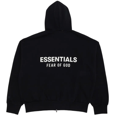 Fear of God Essentials Classic Hood Zip Up Sweatshirt Black