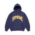 Supreme Cracked Raglan Zip Up Hooded Sweatshirt 'Washed Navy'