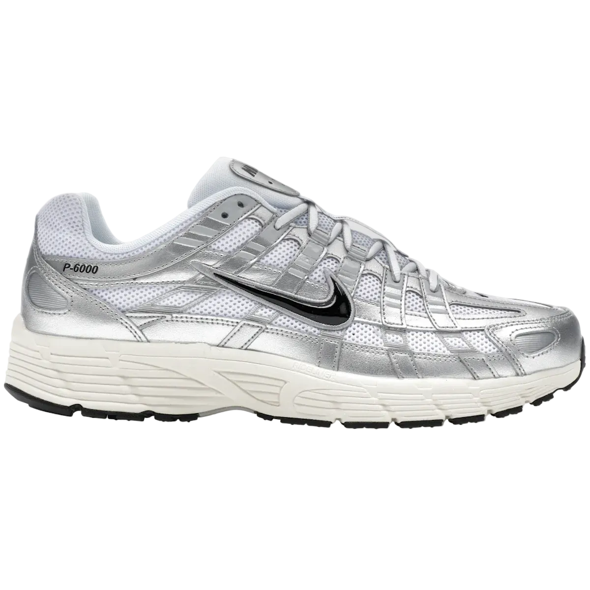Nike P-6000 White Metallic Silver Flat Silver Black