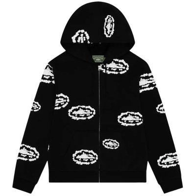 Corteiz x Denim Tears Island Wreath Zip Hoodie Black