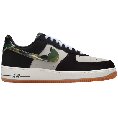 Nike Air Force 1 Low 07 LV8 Black Patent Camo Swoosh