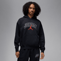 Jordan Brooklyn Fleece Men's Oversized Pullover Hoodie Black/Gym Red