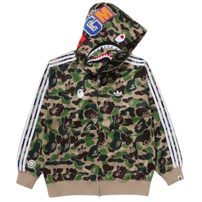 Adidas x BAPE Relaxed Fit Track Camo Shark Full Zip Hoodie Green