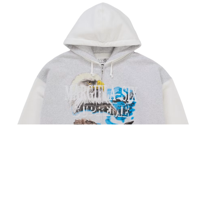 Supreme MM6 Maison Margiela Eagle Zip Up Hooded Sweatshirt White