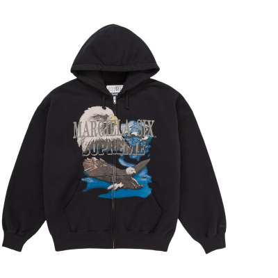 Supreme MM6 Maison Margiela Eagle Zip Up Hooded Sweatshirt Black