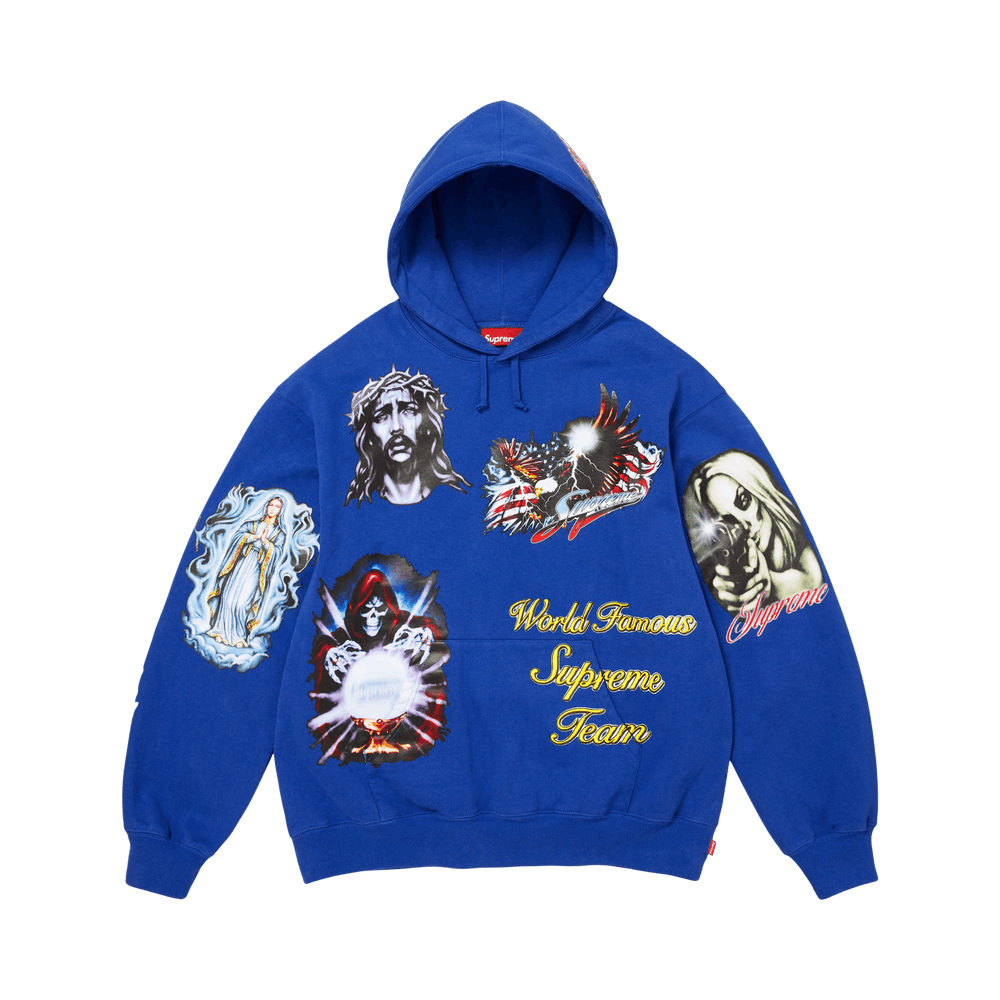 Supreme Stickers Hooded Sweatshirt Royal