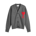Ami Large A Heart Cardigan 'Grey/Red'
