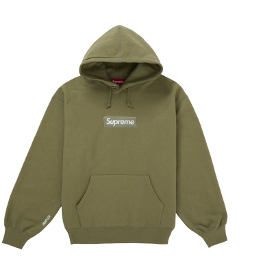 Supreme Box Logo Hooded Sweatshirt Light Olive FW25
