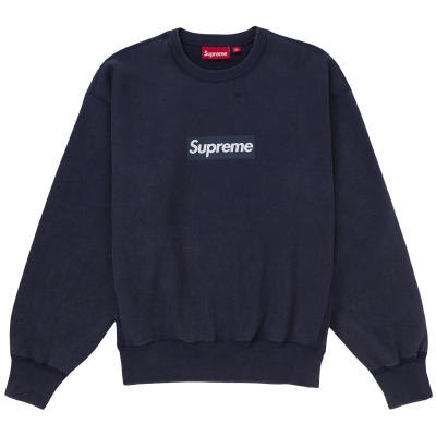 Supreme Washed Box Logo Crewneck Navy